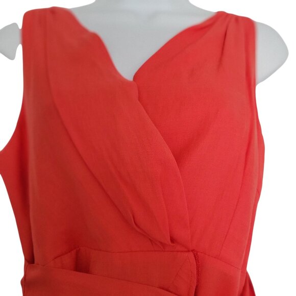 DO+BE Women's Sleeveless Wrap-Style Peplum Top Waist Tie Orange/Red- L - Picture 5 of 8
